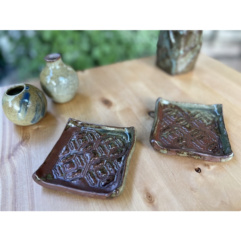 手捏陶 方盤飾品盤食器陶器花器手做陶器皿陶土 蝦皮購物