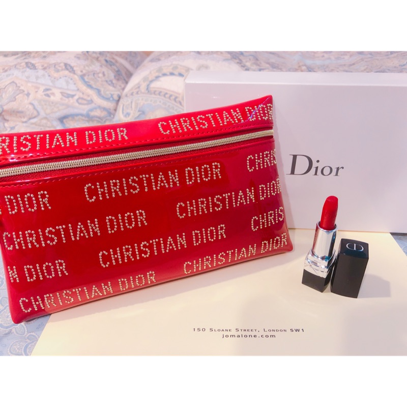 超美！Dior藍星唇膏999 迷你裝+化妝包