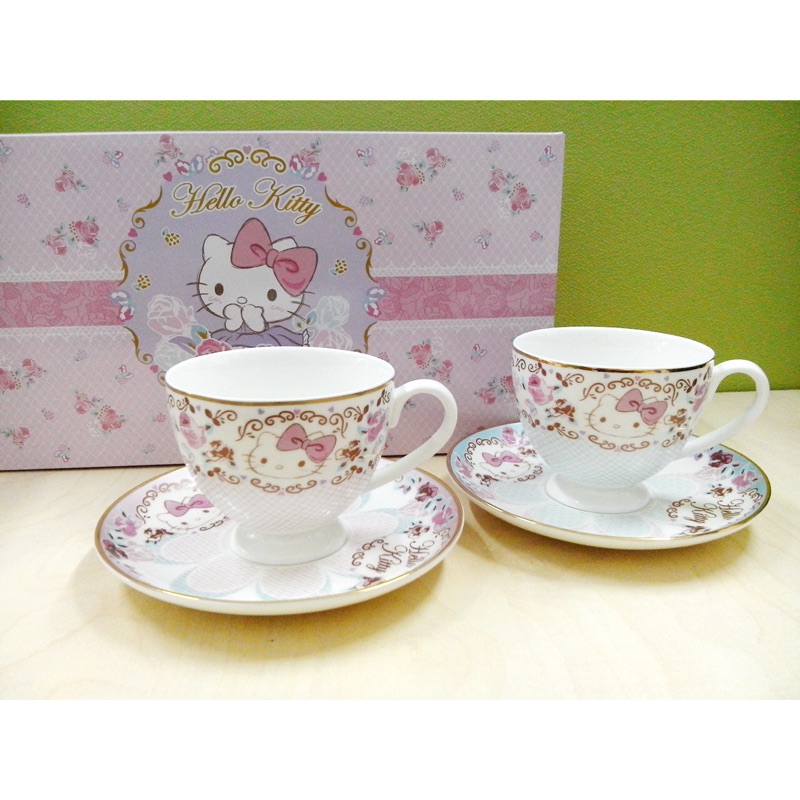 【PINK】Hello Kitty 蝴蝶結玫瑰英式下午茶 陶瓷 咖啡杯盤組 茶杯盤組
