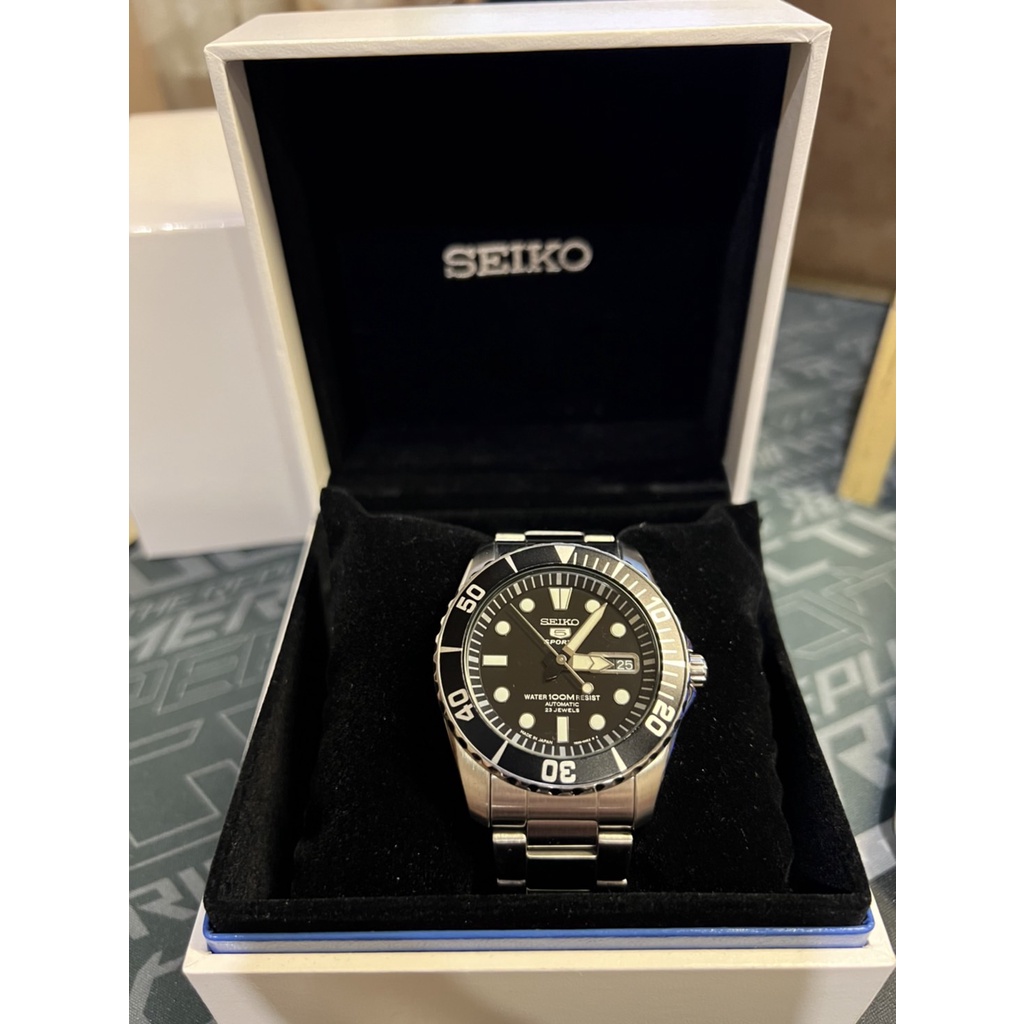 (二手)SEIKO 日本製 精工盾牌5號 黑面潛水 SNZF17J1