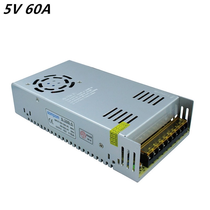 5v 60A 300W LED 電源 LED 驅動器電源開關條 3528 5050 變壓器鋁非防水照明