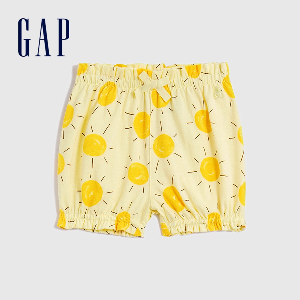 Gap 嬰兒裝 花苞裝飾抽繩鬆緊短褲 布萊納系列-太陽印花(826078)