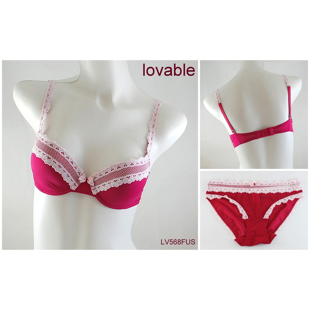 性感女式文胸套裝帶薄泡沫線品牌尺寸 32D 32DD 內衣可愛 LV568FUS