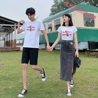 【COUPLE】2022情侶裝💕💕夏裝新款連衣裙套裝一裙一衣牛仔半身裙