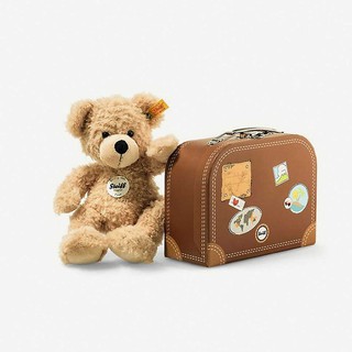 💯正貨 德國 Steiff 泰迪熊與手提箱 Fynn teddy in suitcase 28cm 金耳扣絨毛 預購