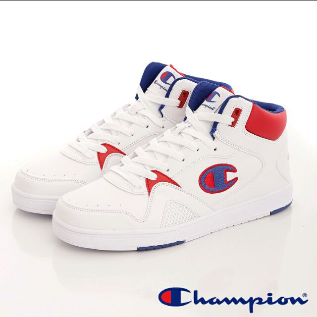 Champion復古街頭風球鞋-高筒白藍紅