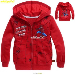 💕超值 熱賣💕童外套 卡通紅色蜘蛛俠印花 蜘蛛人外套 毛圈前袋帶帽外套 超人外套