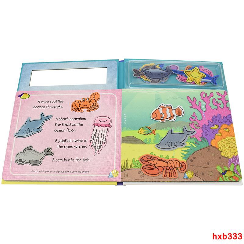 兒童英文書籍 Fuzzy Ocean 海洋世界動物認知毛絨靜電貼英語玩具書場景游戲貼貼樂互動書兒童英文原版進口圖 蝦皮購物