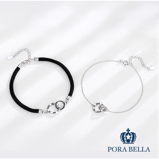 <Porabella>925純銀情侶 純銀手鍊 環環相扣情侶手鏈 雙圈純銀情人節禮物告白 Bracelets<一對販售>