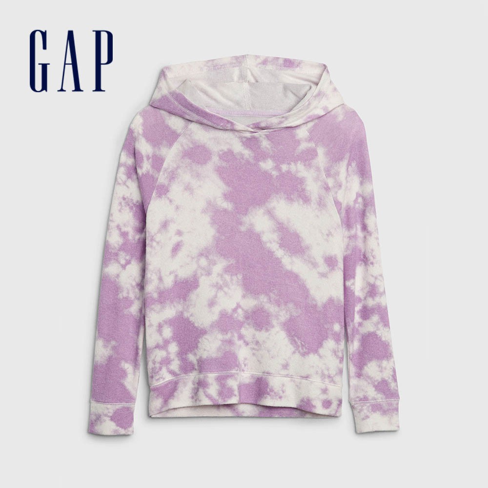 Gap 女童裝 內刷毛帽T-紫色紮染(600490)