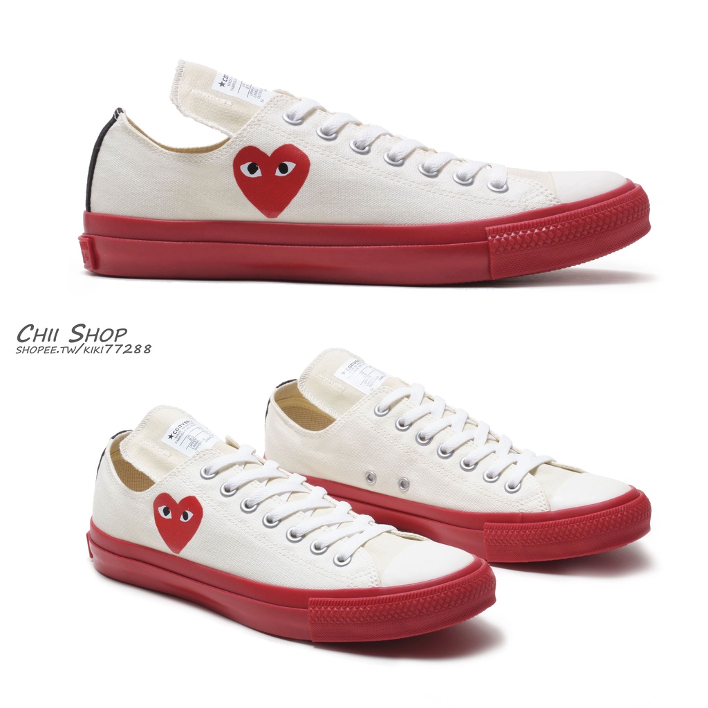 【CHII】日本限定 Converse × PLAY Comme des Garçons 日線 川久保玲 低筒 紅底白色