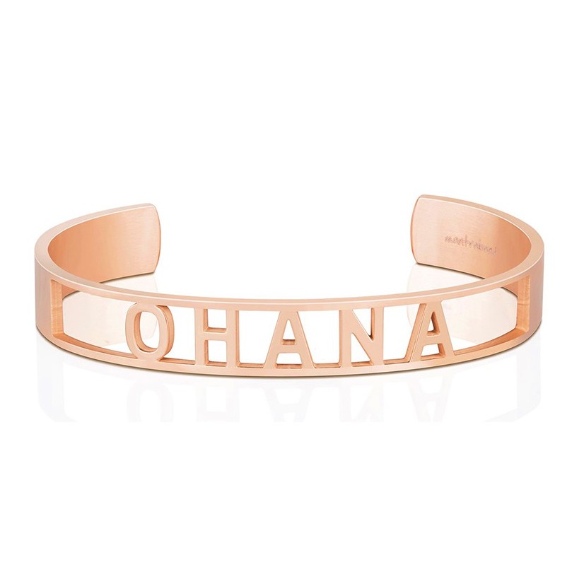 MANTRABAND 美國悄悄話 OHANA 玫瑰金手環 新款小寬版 一輩子的家人與支持