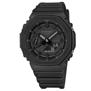 G-SHOCK CASIO / 卡西歐 八角 雙顯 防水 橡膠手錶 黑色 / GA-2100-1A1 / 45mm