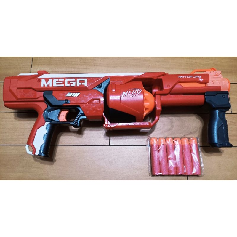 原廠正版 NERF 孩之寶 MEGA 巨彈系列 ROTOFURY 轉輪 發射器 安全玩具槍 軟彈 澄機 橘機