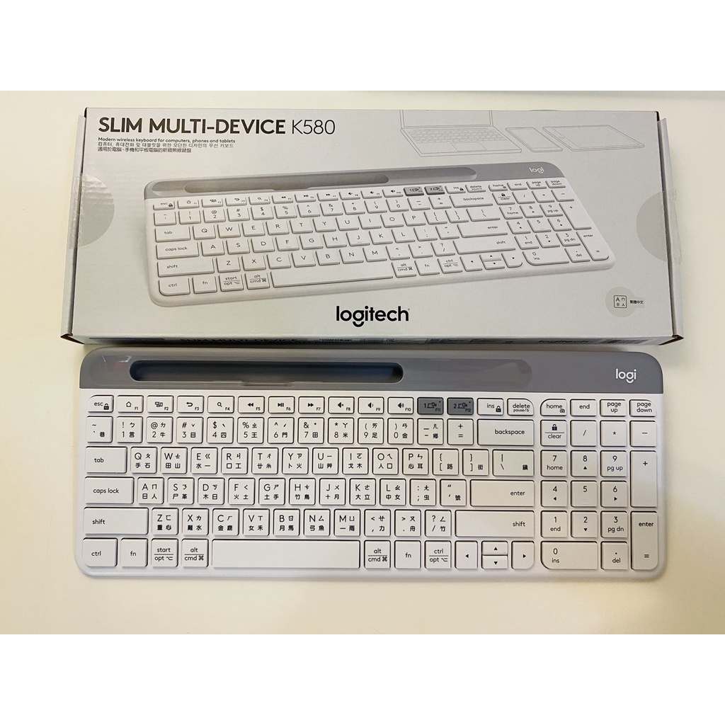 [二手] 9成新 Logitech 羅技 K580 珍珠白 多功能 跨平台 超薄 藍牙鍵盤