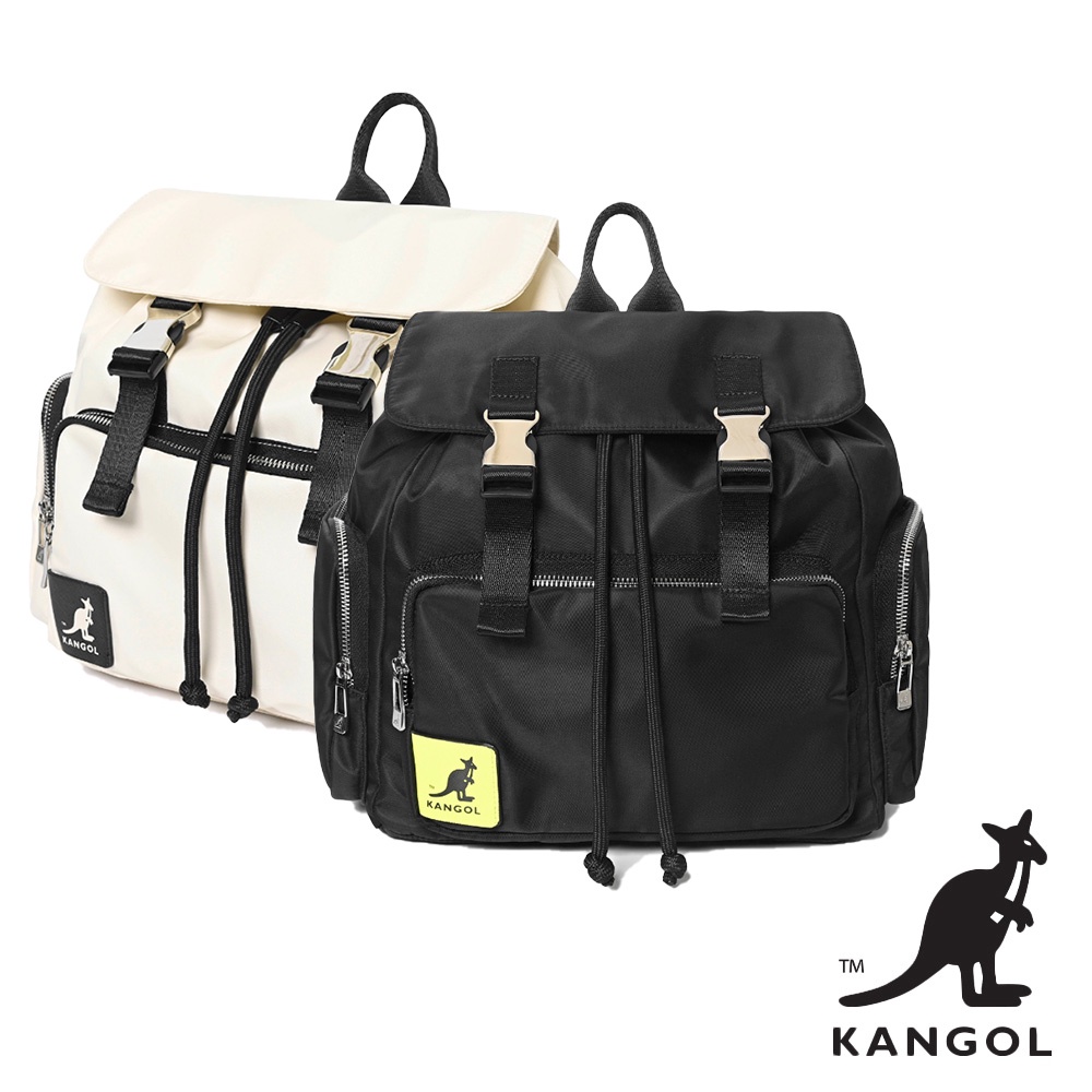 KANGOL 袋鼠- 雙扣尼龍多口袋束口後背包 肩背包 側背包 KANGOL包 AAStore