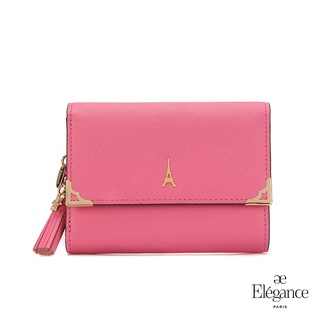 【Elegance】LIVELY 十字紋對折小中夾-粉紅色