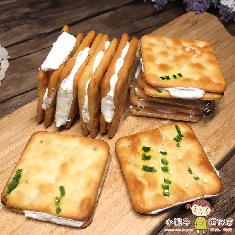 暖心手工手作 牛軋糖夾心蔥餅 原味 巧克力可可風味(一袋10入) 休閒零食餅乾