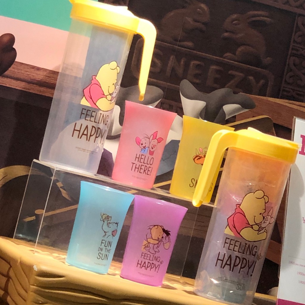 日本代購－現貨！日本迪士尼商店 Disney store 小熊維尼水壺水杯五件組