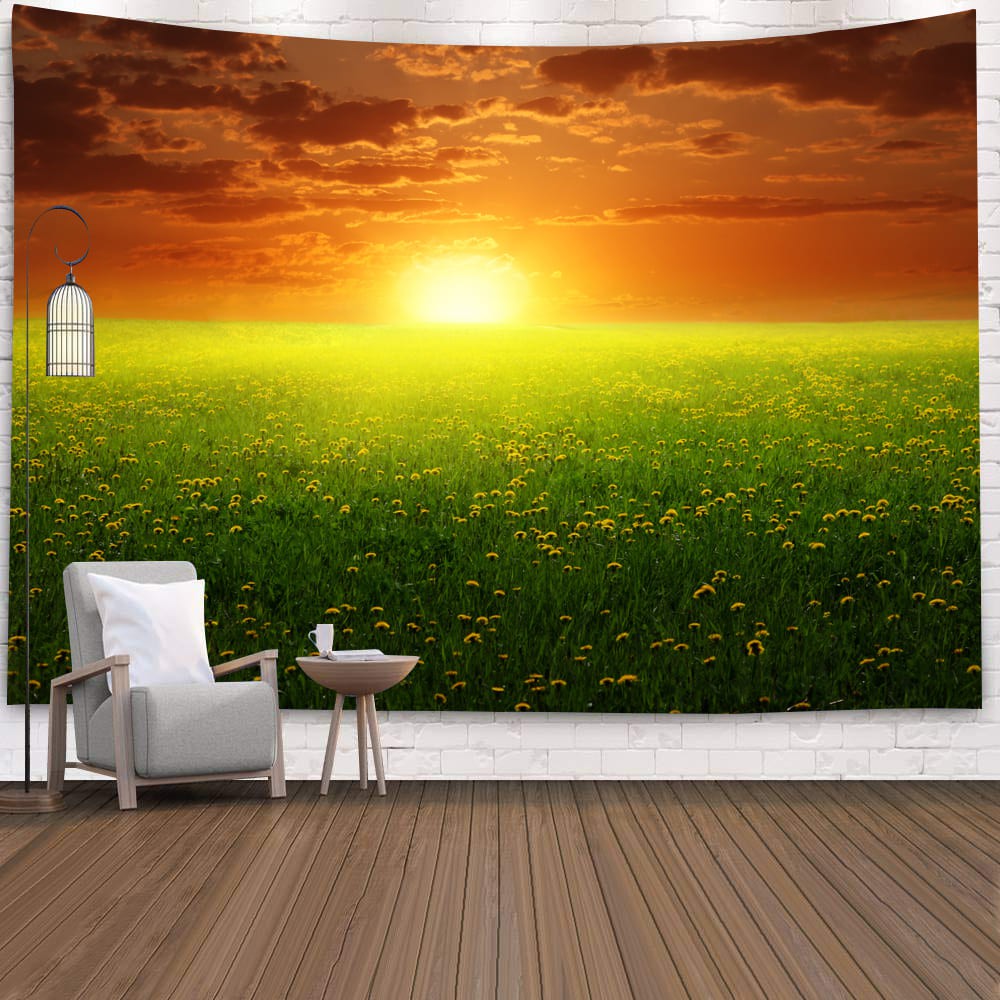 原創高清 藍天白雲太陽陽光大海草地草坪掛布電視背景牆北歐ins床頭裝飾畫網紅掛毯牆布掛簾布畫掛畫藝術牆家居風水裝飾布