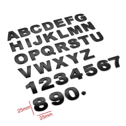 汽車3D字母車貼 英文字母数字車標 DIY字母數位 金屬車身貼字標 尾標 黑色Alphabet