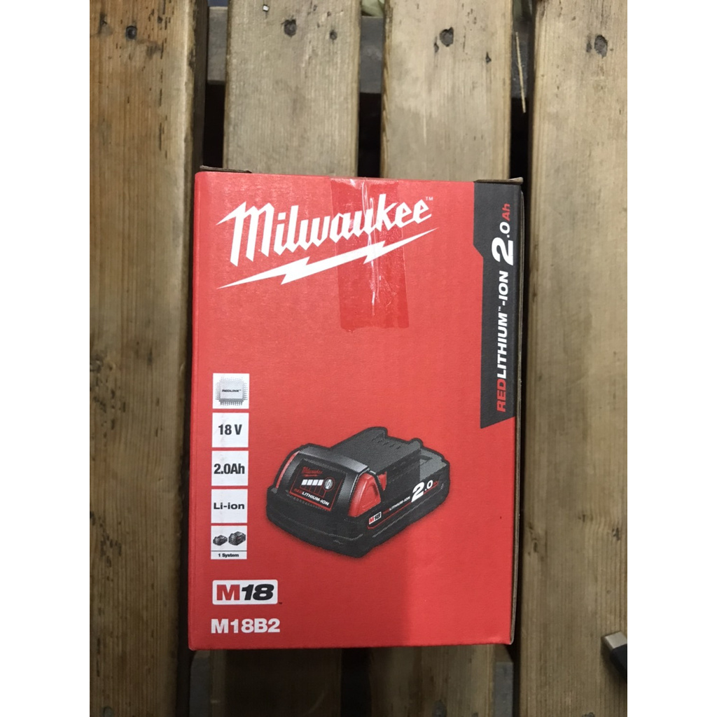 ~金光興修繕屋~全新公司貨 米沃奇 Milwaukee M18 M18B2 18V 2.0Ah 電池