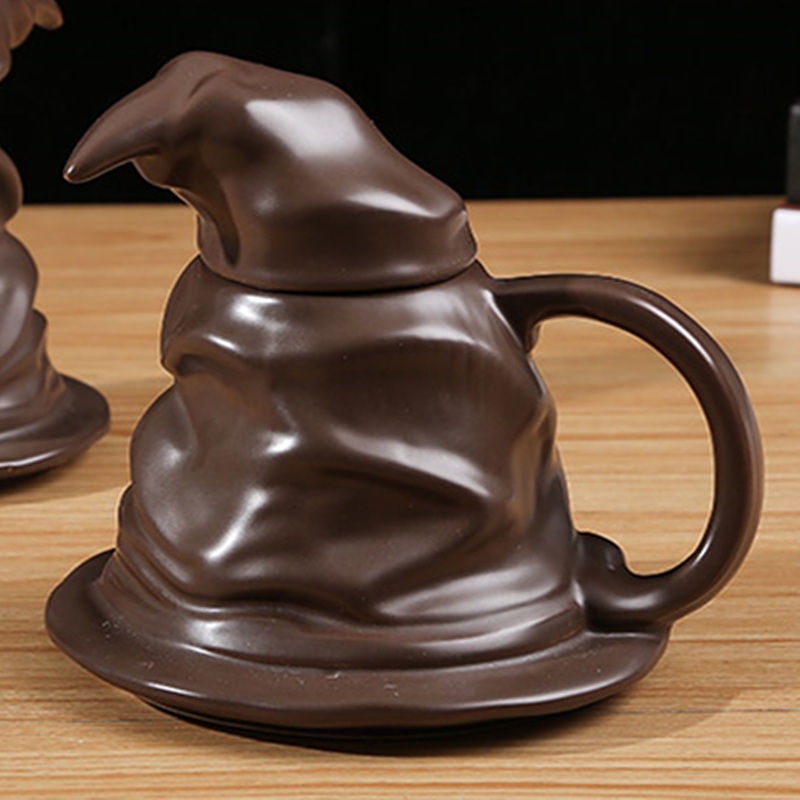 ☏哈利波特魔法帽馬克杯帶蓋勺分院帽咖啡杯子網紅便便陶瓷水杯巫師