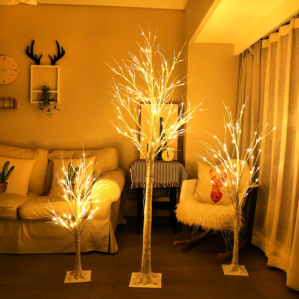 裝飾燈室內墻角 擺件 商店大廳 立燈 樹燈 LED白樺樹 聖誕樹 房間 客廳裝飾佈置 溫馨背景 室內裝潢 USB 8模式