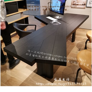 <暖居生活>北歐簡約實木電腦桌設計師創意書桌家用辦公桌簡約工作臺老板桌