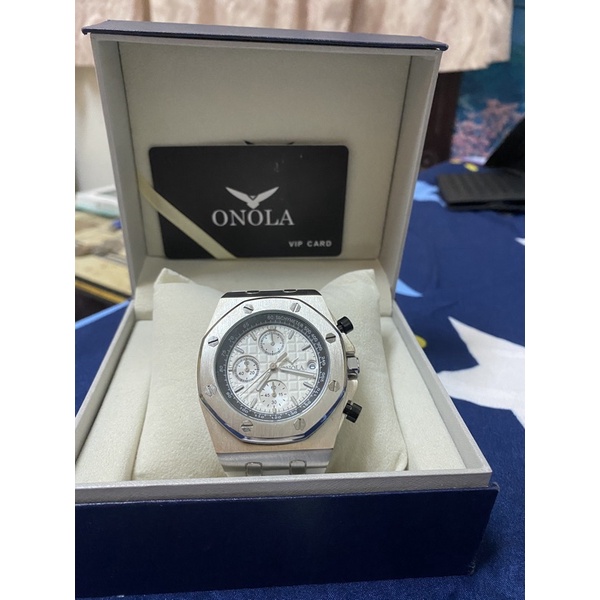 ONOLA 義大利品牌 剛正三眼白橡膠腕錶-ON 6806