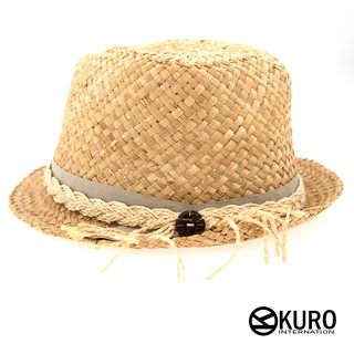 KURO-SHOP米黃色紙草編繩帽扣草帽