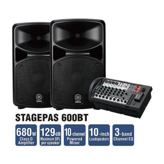 YAMAHA STAGEPAS 600BT 行動 PA 音響系統  680W 混音器 加贈喇叭架 麥克風 [唐尼樂器]