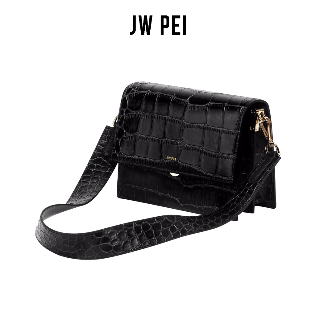 【JW PEI】 Mini Flap系列 迷你翻蓋包 - 黑色鱷魚紋 - 女士 包包 單肩包 斜背包 斜挎包 小方包