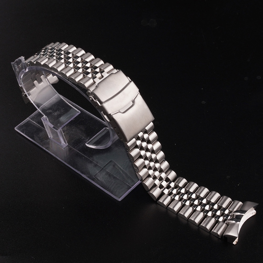 SEIKO 22mm 316L 不銹鋼銀禧年錶帶銀手鍊實心彎曲末端 適用於精工 5 SRPD 53K1