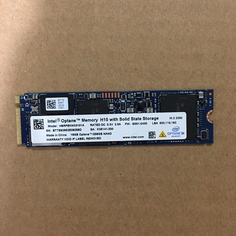 二手Intel H10 Optane 16GB +SSD 256GB固態硬碟 台北可面交