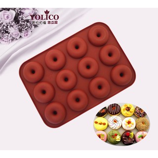 【悠立固】Y761 12連甜甜圈矽膠模 巧克力甜甜圈矽膠模具 蛋糕烘焙模具 糕點模 布丁果凍軟糖模具食品級