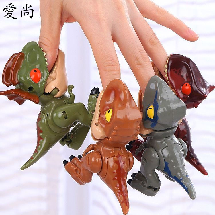 愛尚手指恐龍 Q版 迷你 霸王龍戰隊 侏羅紀世界 小型收藏 關節可動仿真  兒童玩具現貨免運 變形恐龍 變形金剛