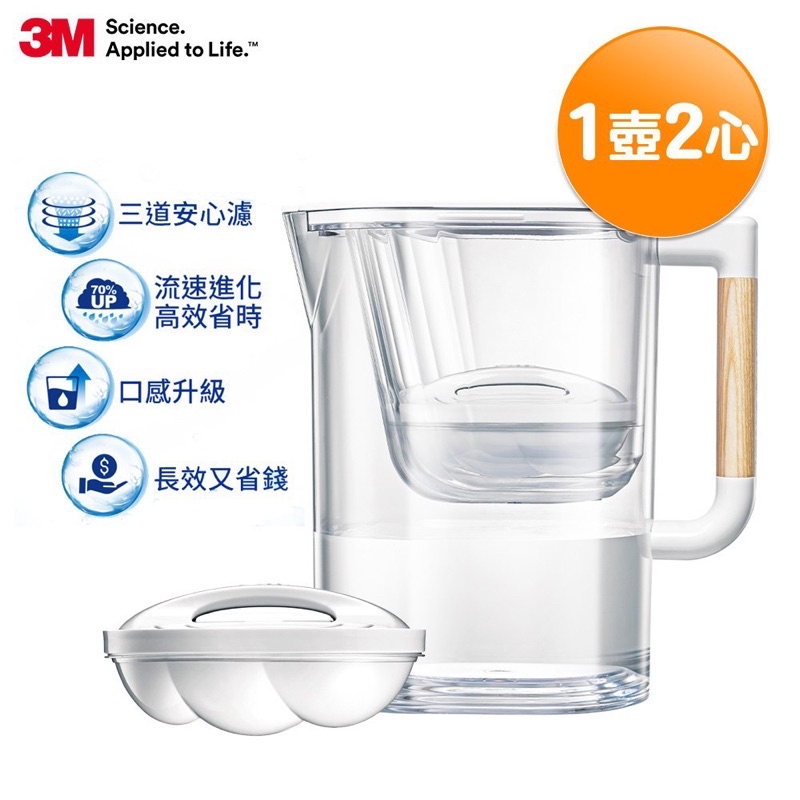 全新3M 即淨高效濾水壺 一壺兩濾心 WP4000