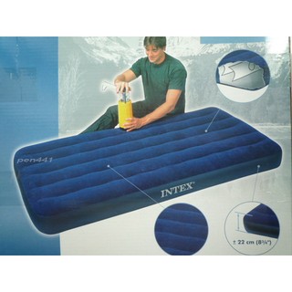 玩樂生活 INTEX 68757單人植絨充氣床 休閒床墊 露營床墊 睡墊 飯店加床送收納袋(免費維修 瑕疵換新品)