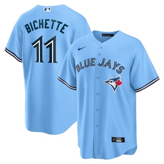 男式 MLB 球衣多倫多 Blue Jays 11 Bo Bichette 淺藍色球迷棒球球衣