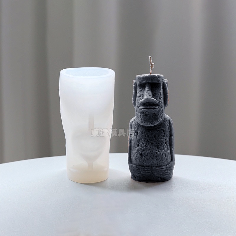復活節島石像摩艾水泥模具   moai復活島人像蠟燭矽膠模具創意混凝土雕塑模具
