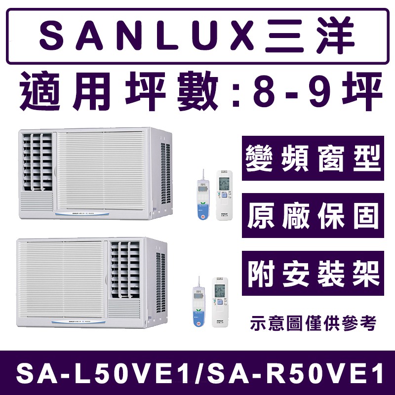 《天天優惠》SANLUX台灣三洋 8-9坪 單冷變頻窗型冷氣 SA-L50VE1(左吹)/SA-R50VE1(右吹)