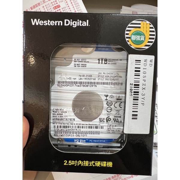 【WD 威騰】全新 藍標 1TB 2.5吋 SATA硬碟(WD10SPZX)