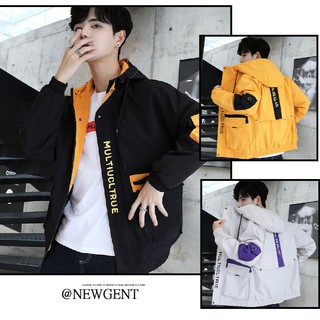 NEWGENT【臺灣出貨】三色夾克 連帽外套 長袖連帽外套 男生外套 拼色夾克 男連帽 外套 正韓外套 風衣 外套