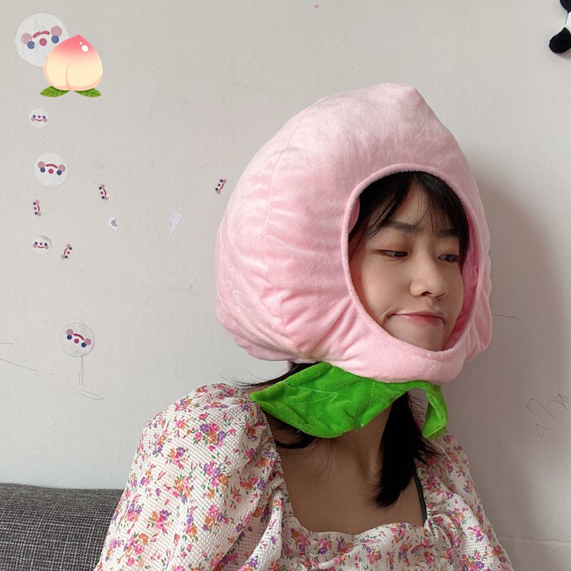 現貨卡通頭套 日韓ins少女心可愛創意水果水蜜桃桃子頭套帽子抖音同款拍照道具 蝦皮購物