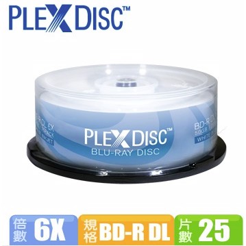 【空白BD DL藍光光碟片】PLEXDISC BD-R DL 6x 雙層 25片裝光碟片