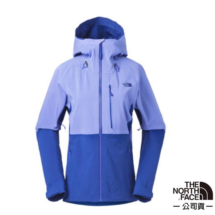 【美國 The North Face】女款 GORE-TEX 防水透氣耐磨可調節連帽外套 風雨衣 3CH7 藍/紫 V
