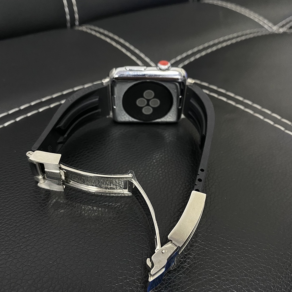代用於 Apple i Watch橡膠錶帶蘋果運動勞力士商務錶帶S8765 SE 40 42 44 45 49mm