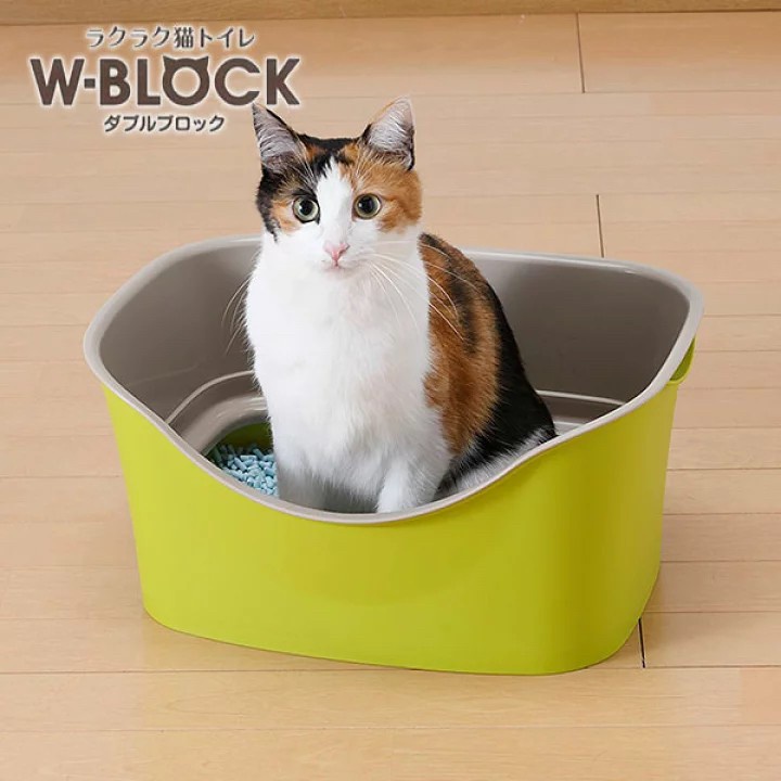 【Yana】日本 樂樂雙層防護貓便盆 BONBI 貓砂盆 貓便盆 有質感 貓沙盆
