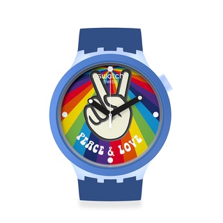 【SWATCH】BIG BOLD 手錶 PEACE HAND LOVE 愛與和平 (47mm) 瑞士錶 SB03N105